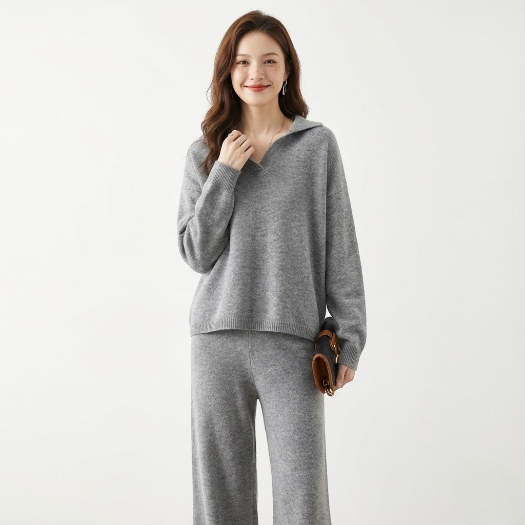 Noemi – Women's Wool Leisure Set Two - Piece - 2 - Piece Sets - Grey - Jones & Smith