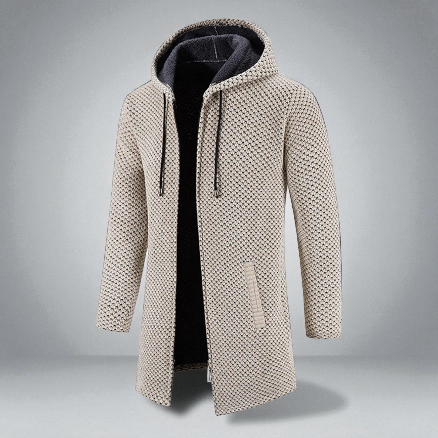 Paul – Mid - Length Hoodie with Pocket - Hooded Jacket - Beige - Jones & Smith