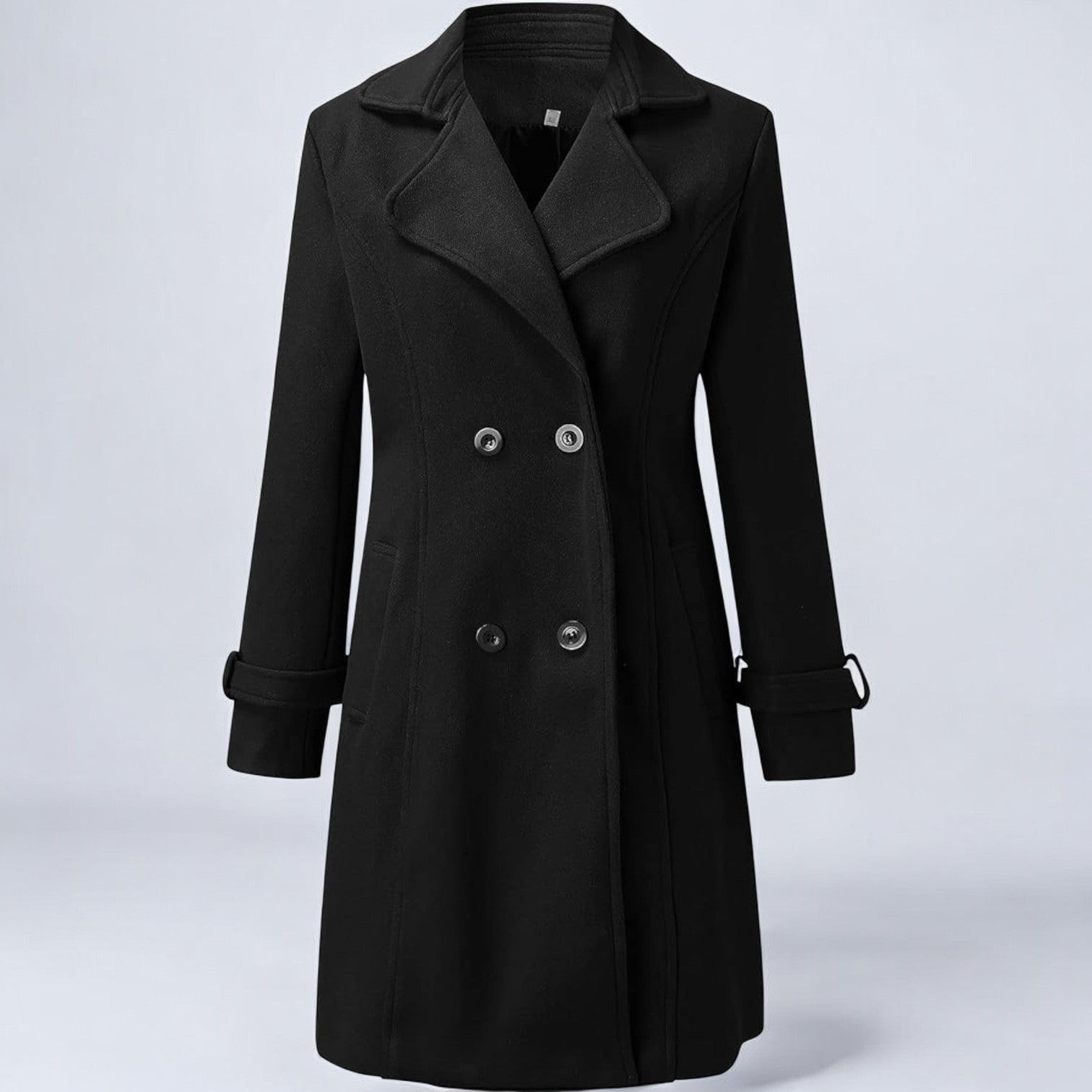 Priya – Women's Coat in Mid - Length with Notched Collar - Coats - Black - Jones & Smith
