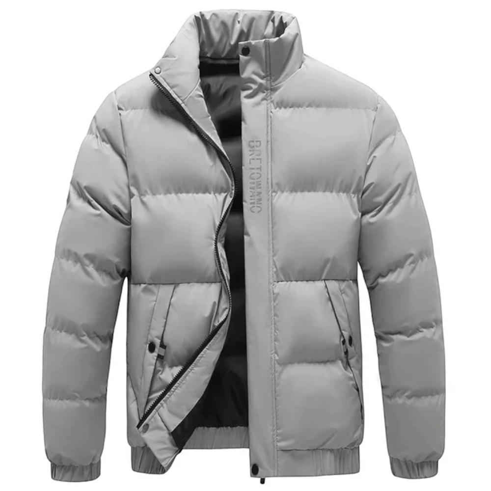 Rafael – Windproof Winter Jacket with Stand - Up Collar - Puffer Jacket - Grey - Jones & Smith