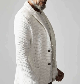 Reiner – Blazer with Herringbone Pattern in Classic Design - Blazer - White - Jones & Smith
