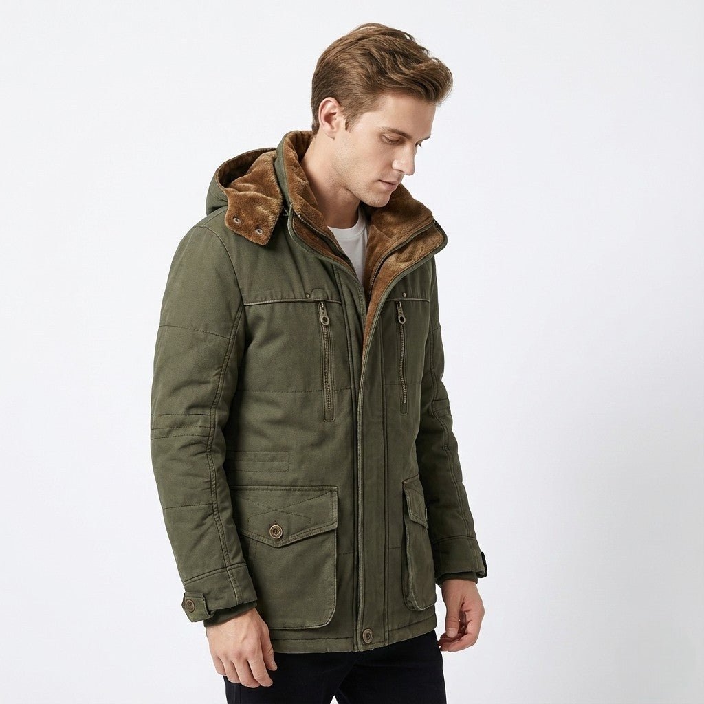 Reinhold - Classic Winter Coat with Stand - up Collar - Parka Jacket - Green - Jones & Smith