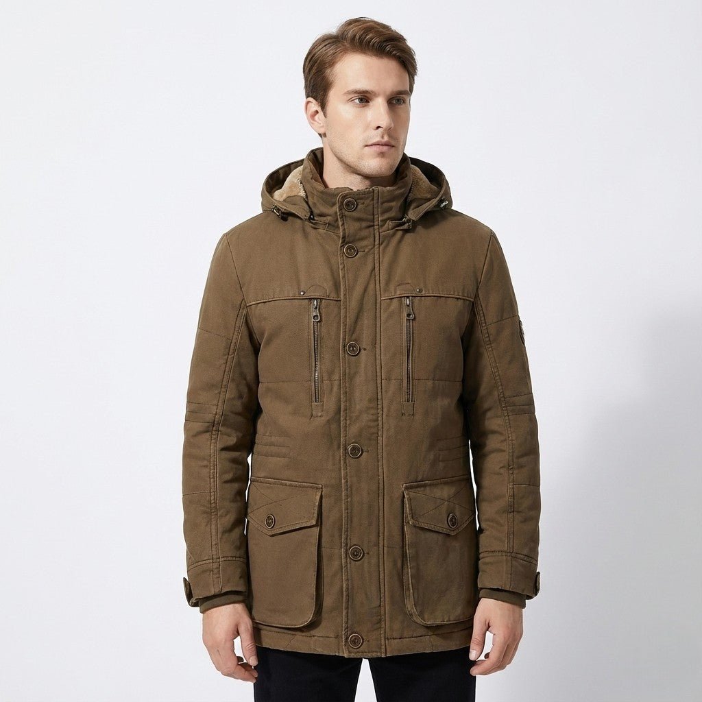 Reinhold - Classic Winter Coat with Stand - up Collar - Parka Jacket - Brown - Jones & Smith