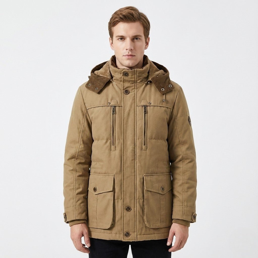 Reinhold - Classic Winter Coat with Stand - up Collar - Parka Jacket - Khaki - Jones & Smith