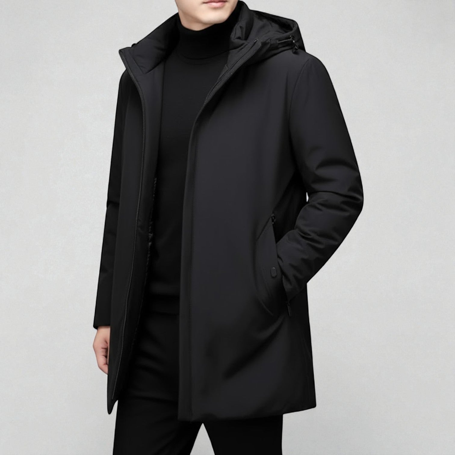 Riven – Men's Winter Jacket with Hood - Winter Jacket - Black - Jones & Smith