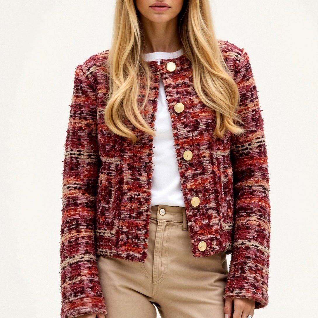 Rosaria – Women's Wool Cardigan - Cardigans - Burgundy - Jones & Smith