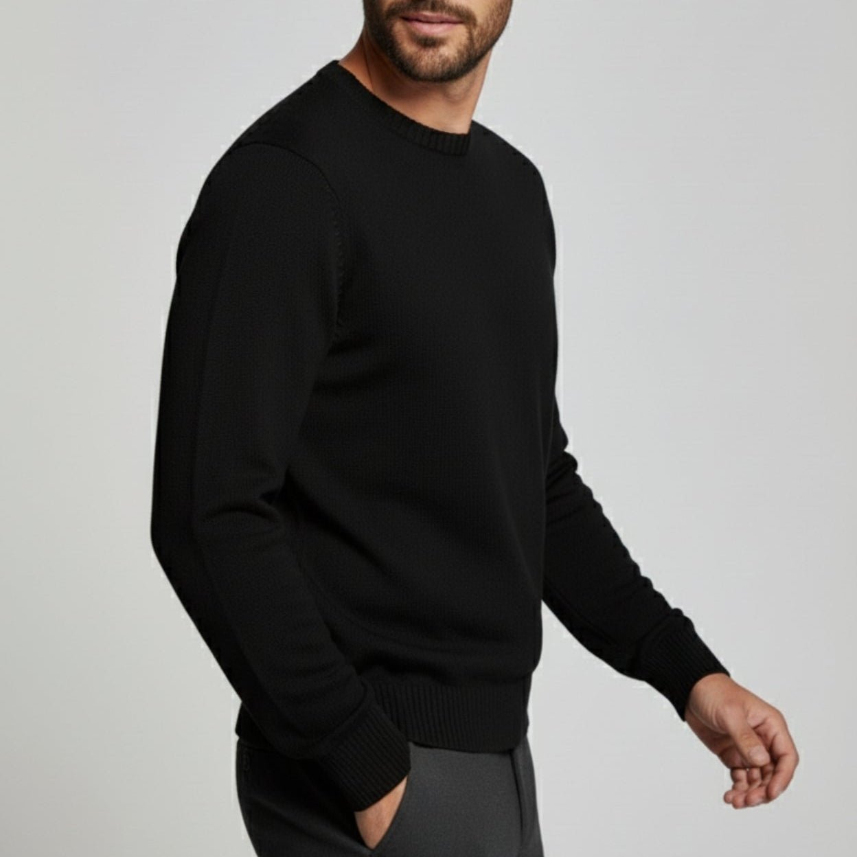 Ruan – Men's Wool Pullover - Sweater - Black - Jones & Smith