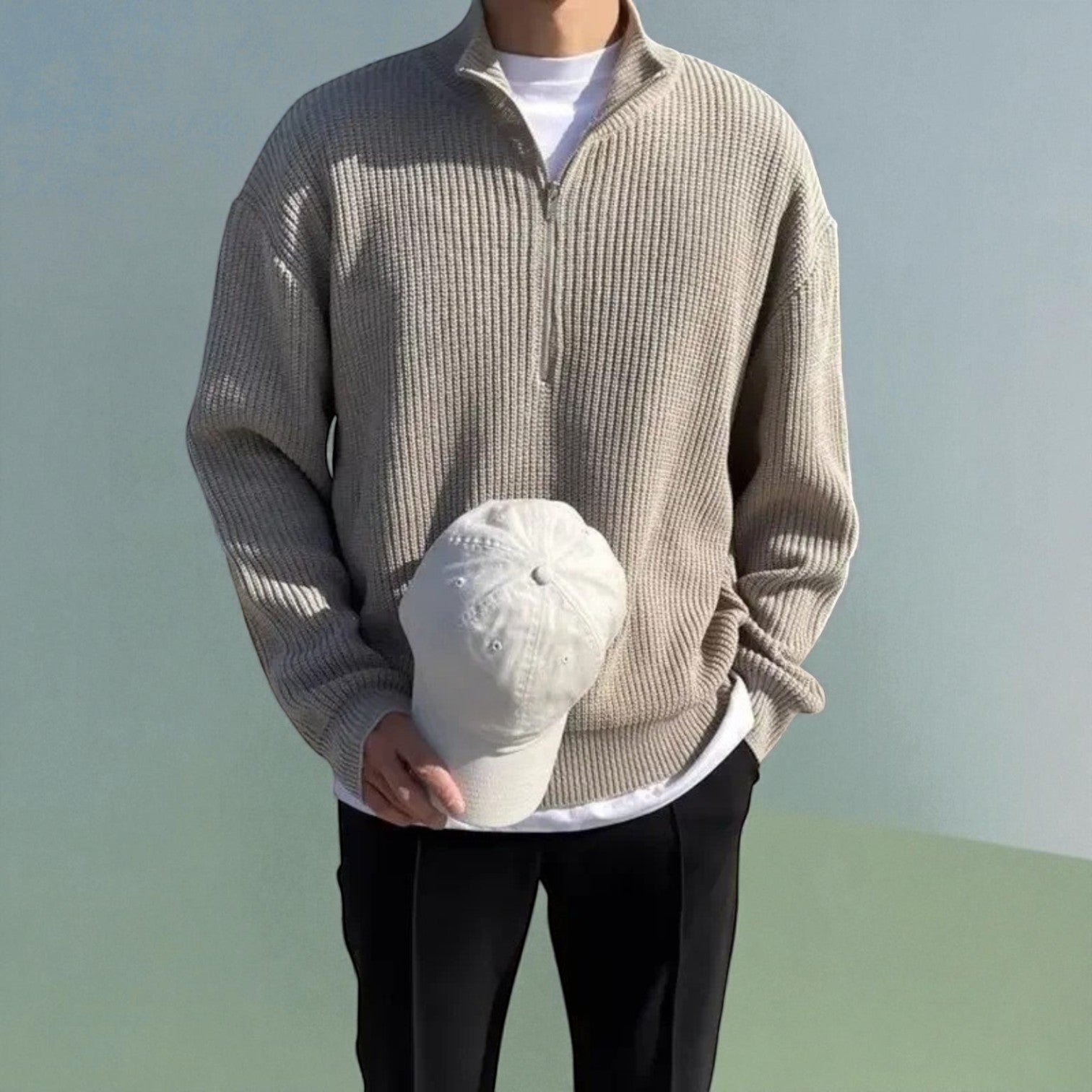 Sandro – Men's Wool Winter Jumper - Sweater - Beige - Jones & Smith