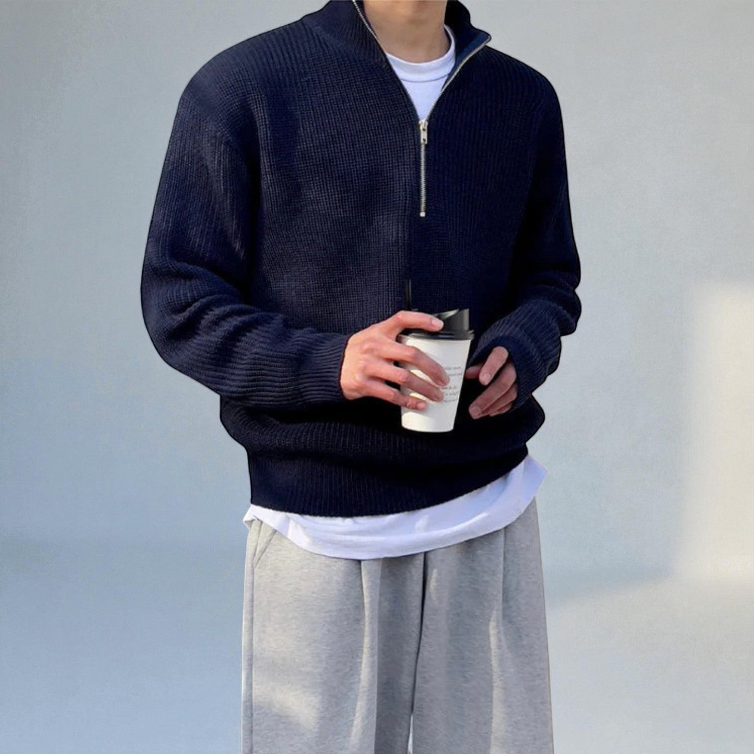 Sandro – Men's Wool Winter Jumper - Sweater - Navy Blue - Jones & Smith