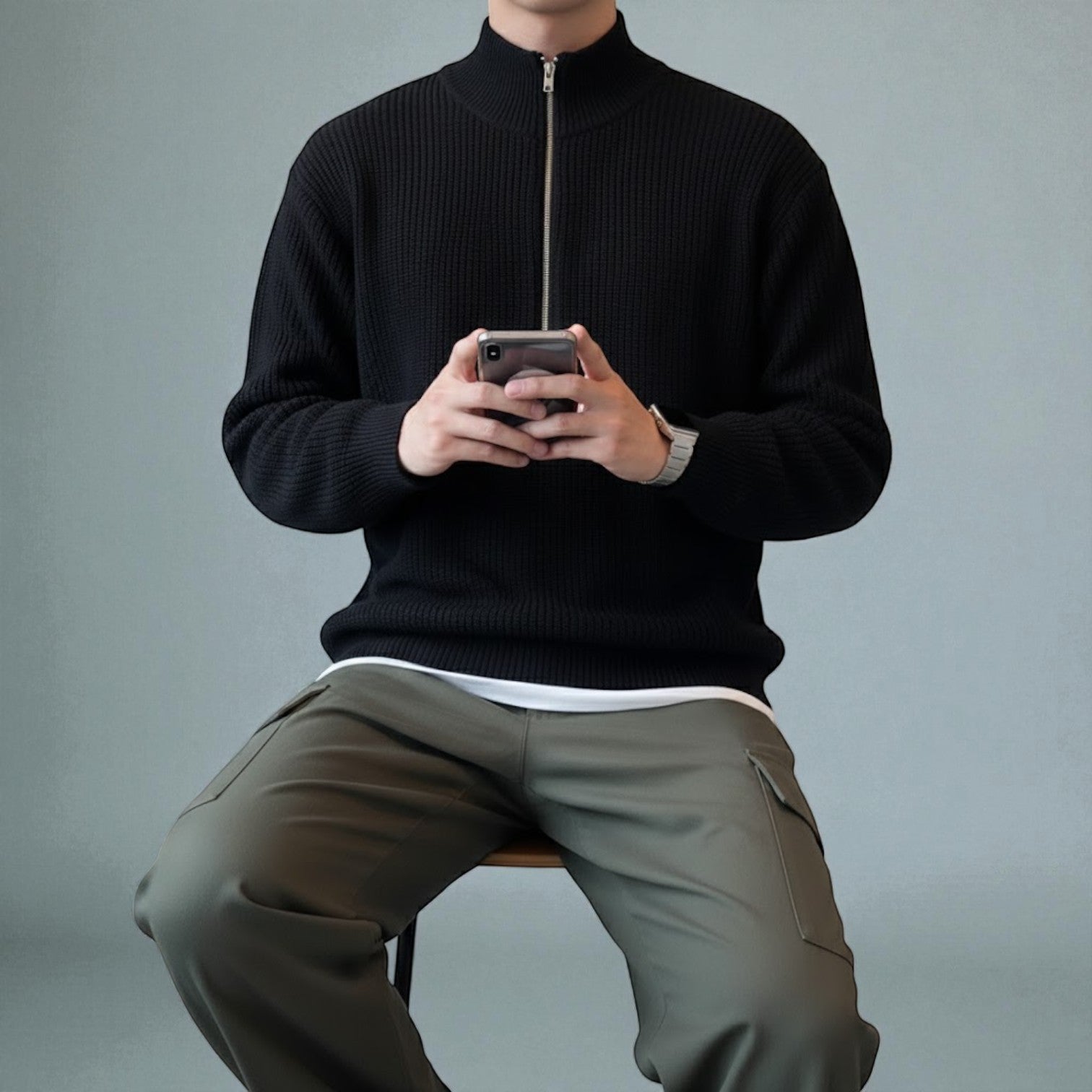 Sandro – Men's Wool Winter Jumper - Sweater - Black - Jones & Smith