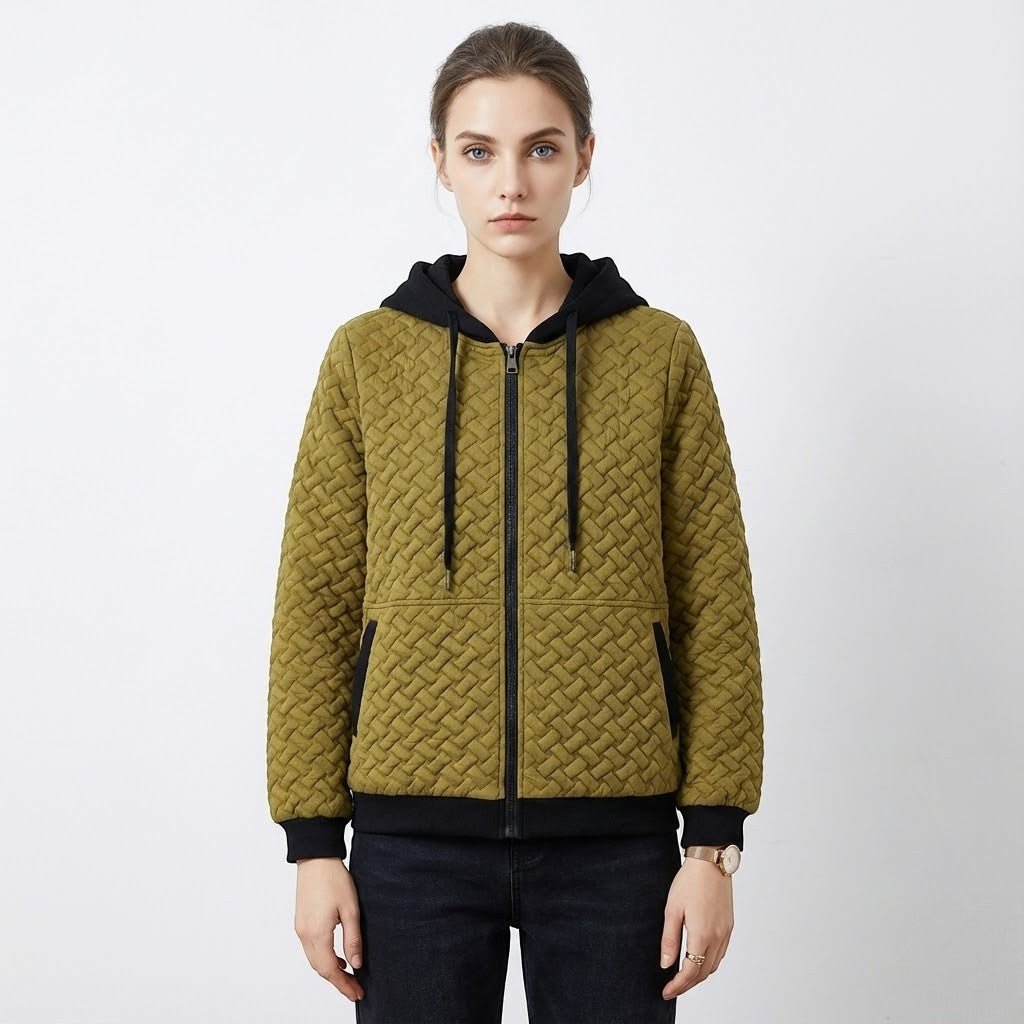 Talia – Women's Wool Jacket with Hood - Jackets - Yellow - Jones & Smith