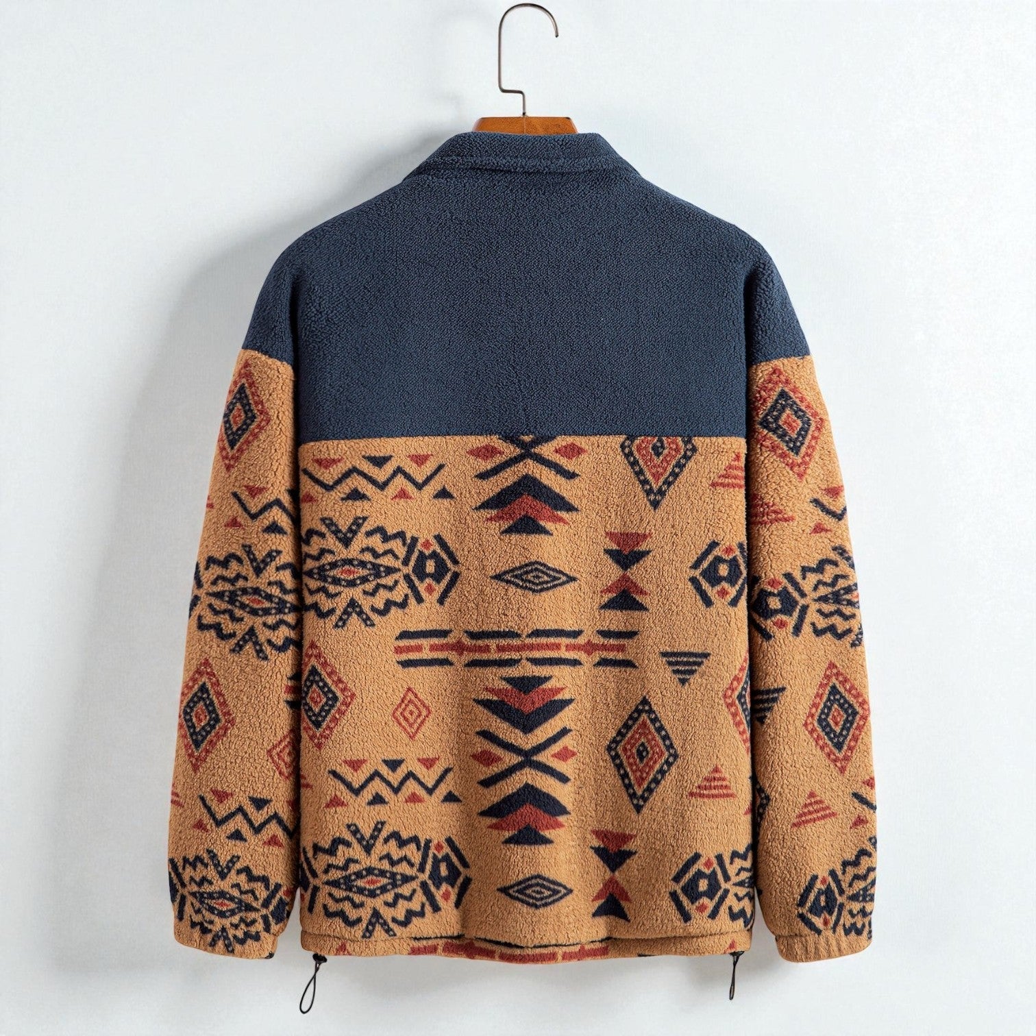 Tamo – Men's Teddy Fleece Jacket with Aztec Pattern - Jacket - Beige - Jones & Smith