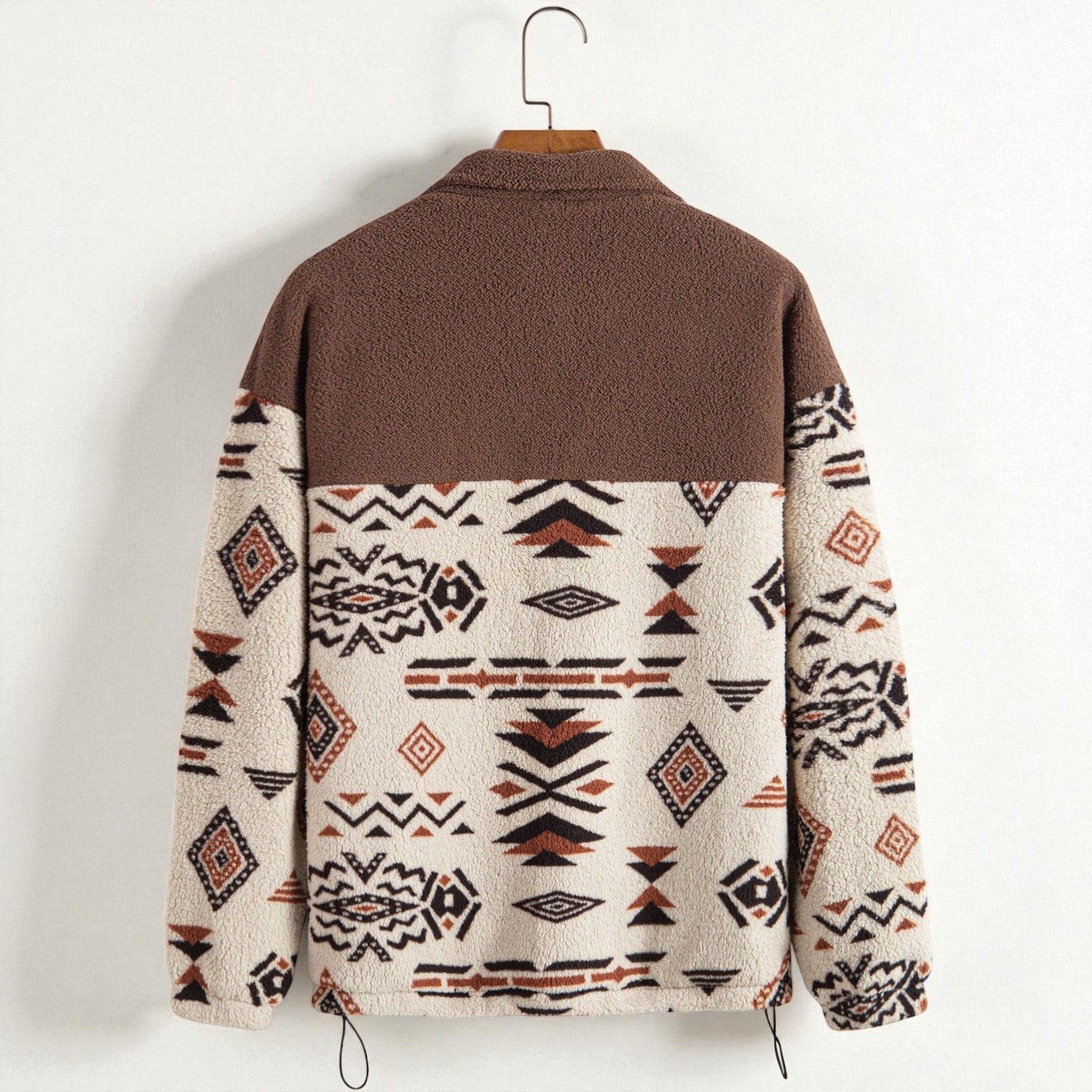 Tamo – Men's Teddy Fleece Jacket with Aztec Pattern - Jacket - Beige - Jones & Smith
