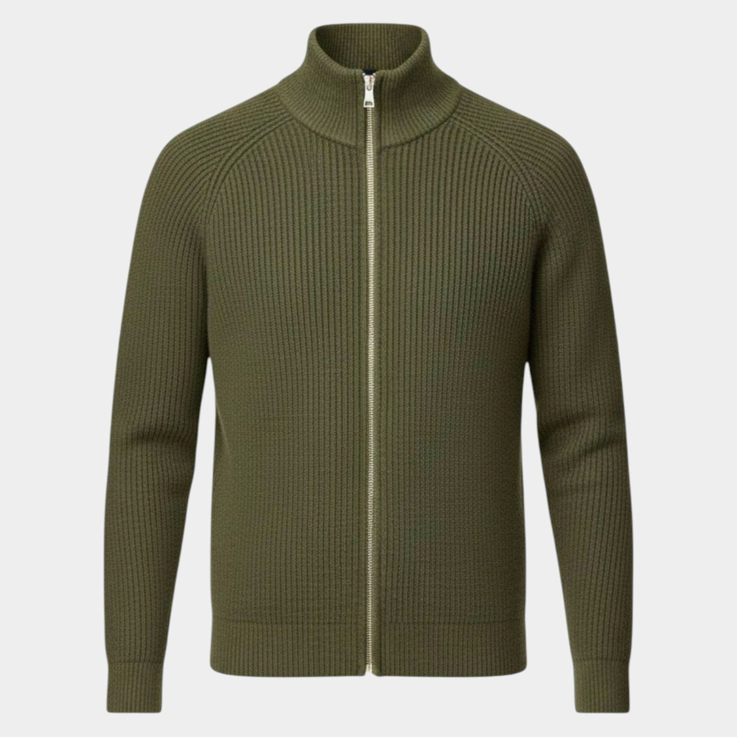 Tarek – Men's Cotton Cardigan - Cardigans - Olive Green - Jones & Smith
