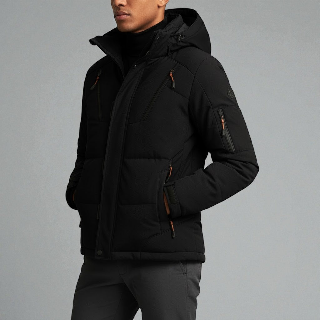 Theo – Men's Winter Jacket in Wool Blend with Warm Insulation - Winter Jacket - Black - Jones & Smith