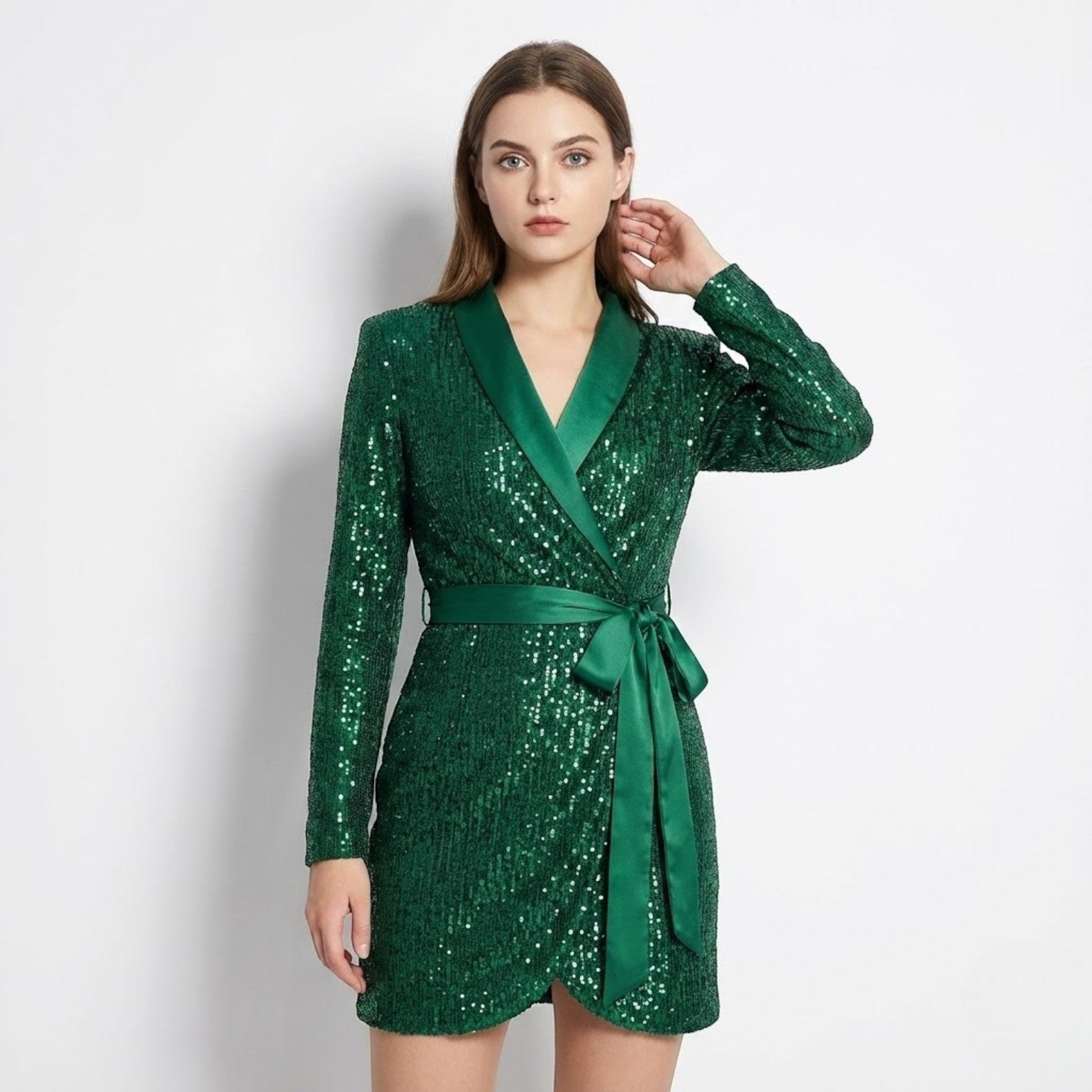 Elvira – Women's Sequin Wrap Dress Festive Christmas Evening Wear
