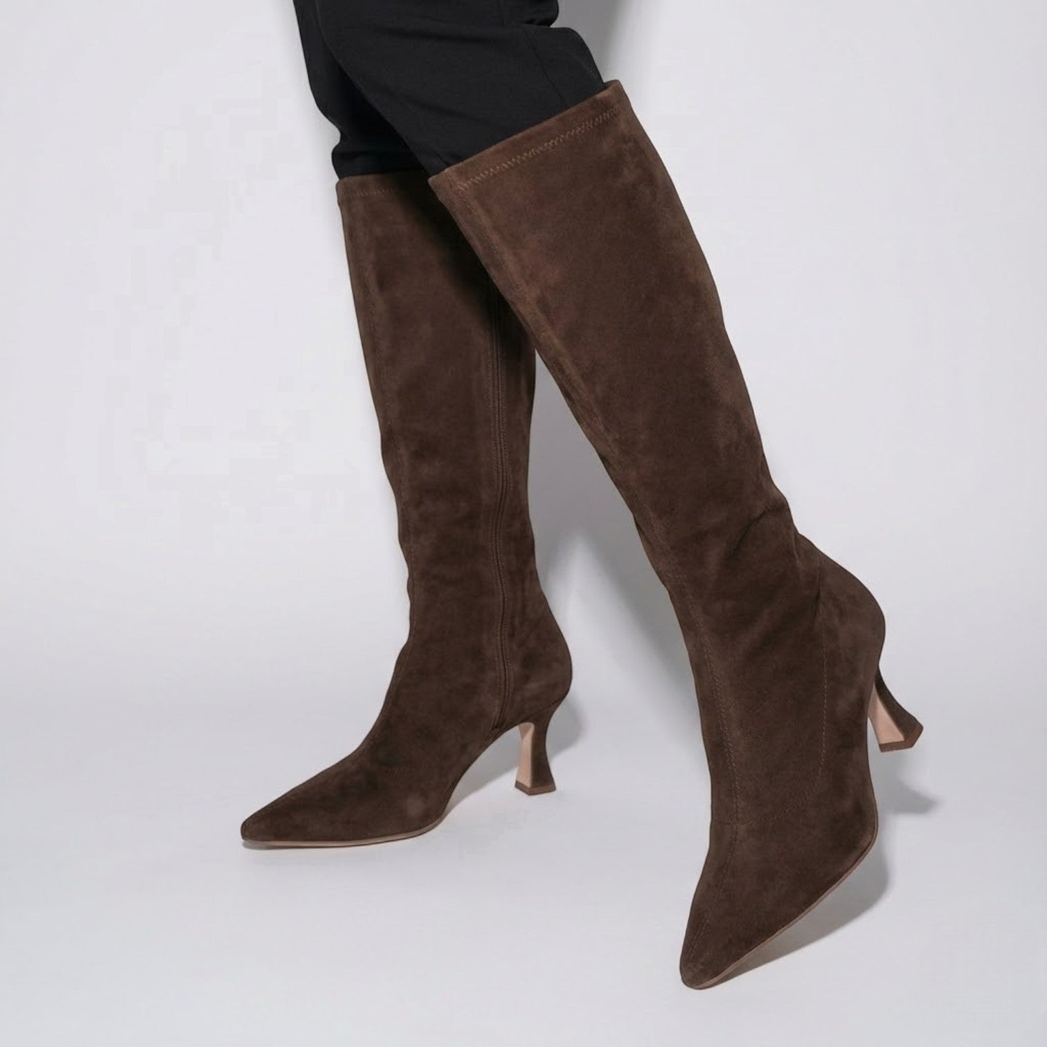 Solène – Women's Suede Knee-High Heeled Boots