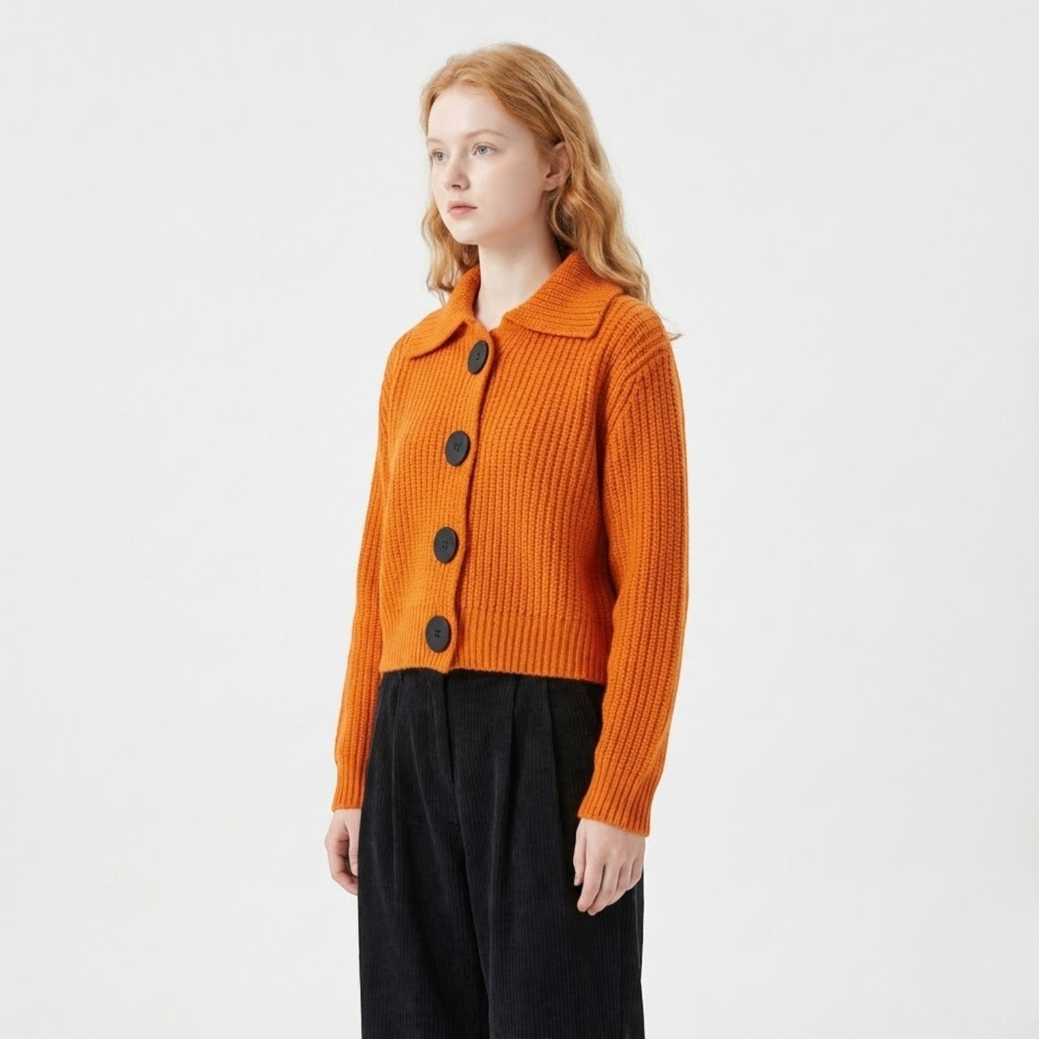 Vienna – Women's Wool Cardigan Short - Cardigans - Orange - Jones & Smith