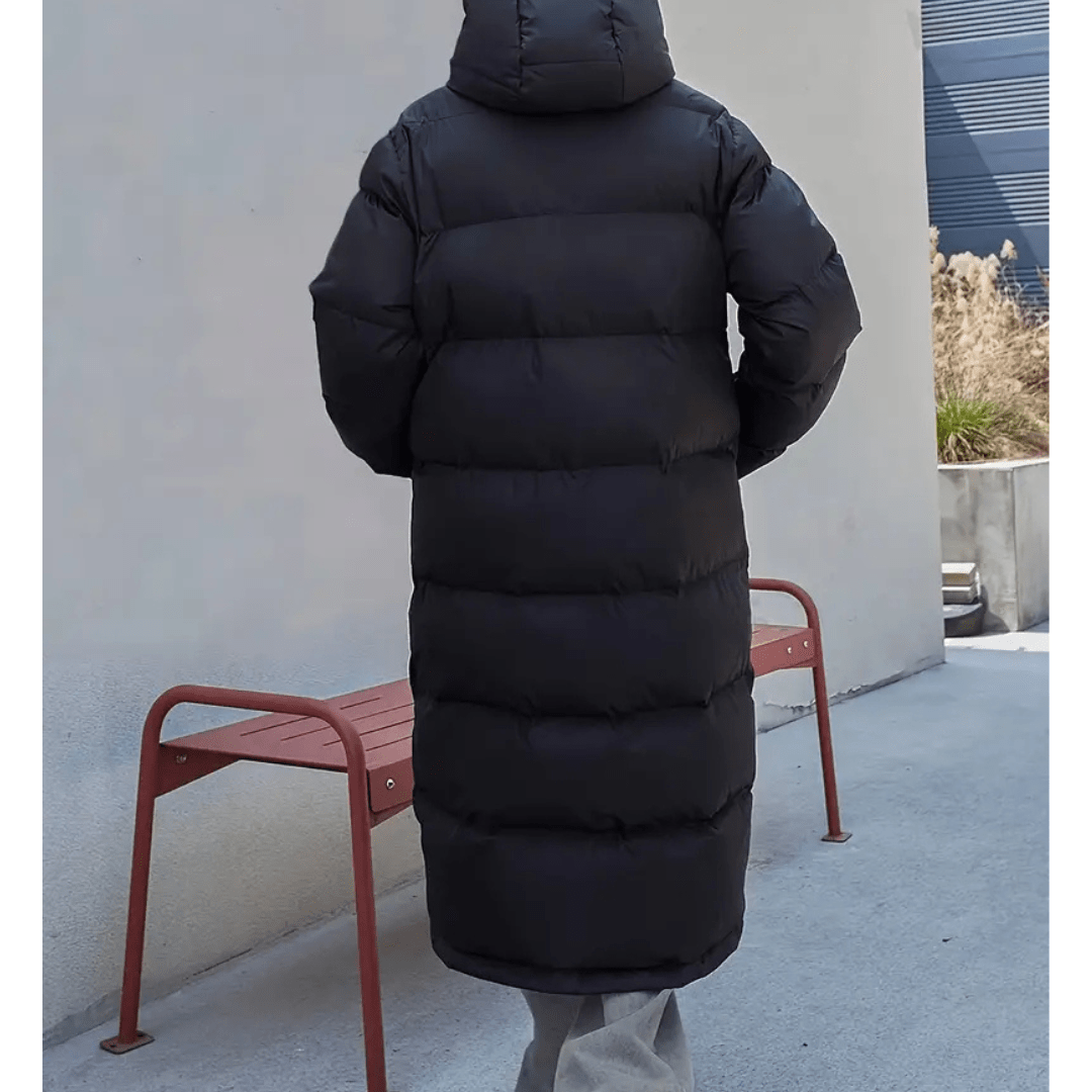 Viola - Black Long Padded Jacket with Hood